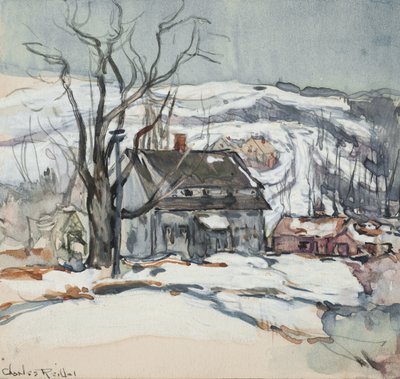 Haus und Baum im Winter von Charles P. Reiffel