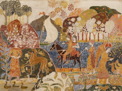 Zwei Figuren auf einem Maultier von Charles Prendergast