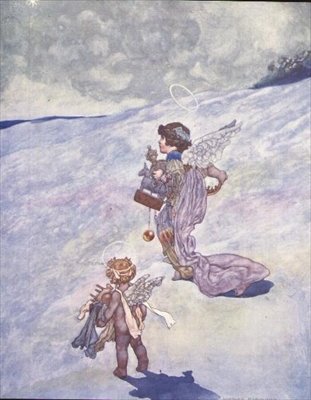 Weihnachtsengel mit Spielzeug von Charles Robinson