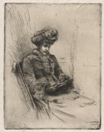 Sitzende junge Frau, lesend von Charles Yardley Turner