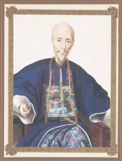 Gerahmtes Porträt von Howqua von Chinese School