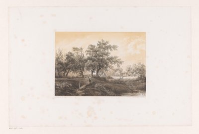 Landschaft mit Bäumen und Wassermühle von Christiaan Immerzeel