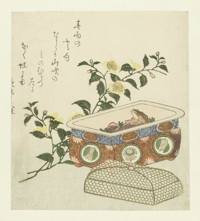 Frosch und Zweig von Kerria Japonica von Chôtei Hisazumi