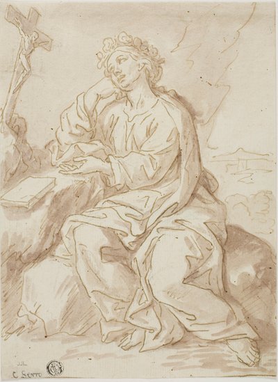 Heilige Dorothea betet in der Wüste von Ciro Ferri