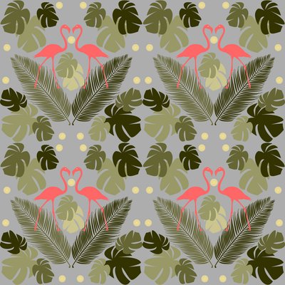 Flamingo und Palmen von Claire Huntley