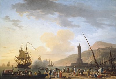 Ein Hafen bei Sonnenuntergang von Claude Joseph Vernet
