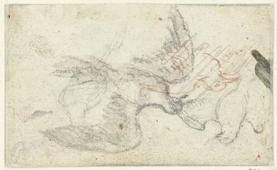 Drei Skizzen eines Vogels von Claude Lorrain