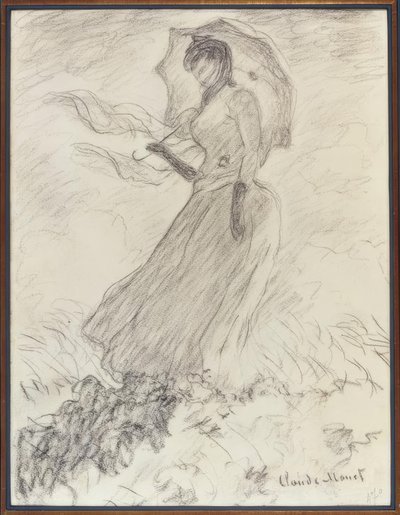 Frau mit Sonnenschirm von Claude Monet