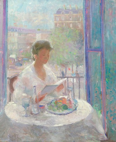 Dame liest an einem offenen Fenster von Clementine Helene Dufau