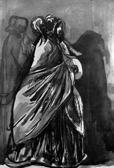 Die Dame mit dem Schal, 19. Jahrhundert, 1930 von Constantin Guys