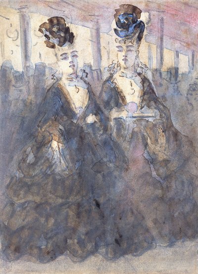 Zwei Lorettes im Theater von Constantin Guys