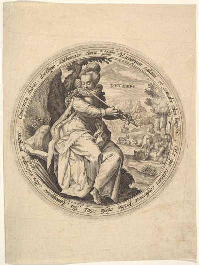 Euterpe, aus Die Musen von Crispijn de Passe I