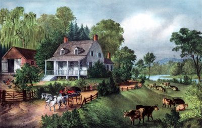 Amerikanische Heimstätte im Sommer, 1868 von Currier and Ives