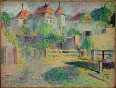 Schloss Pretzfeld mit alter Holzbrücke von Curt Herrmann