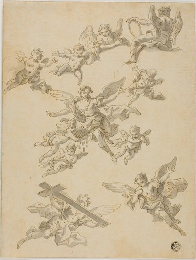Skizzen von Engeln und Putti von Daniel Gran