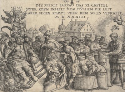 Illustration zu Sprüche 11:26, 1534 von Daniel Hopfer