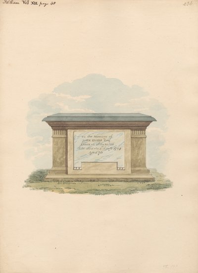 Grab von John Evans aus der Kirche von Feltham von Daniel Lysons