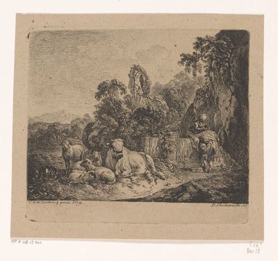 Hirte und Hirtin mit Vieh von Daniel Nikolaus Chodowiecki