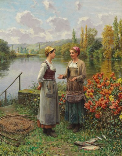 Zwei Frauen in einer Landschaft von Daniel Ridgway Knight