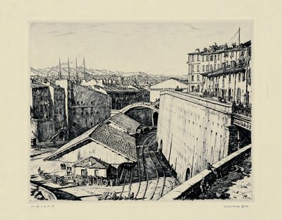 Eisenbahnschuppen, Marseille von David Muirhead Bone