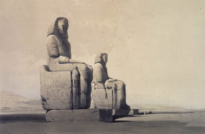 Statuen in Theben, Ägypten, ca. 1845 (Lithographie) von David Roberts