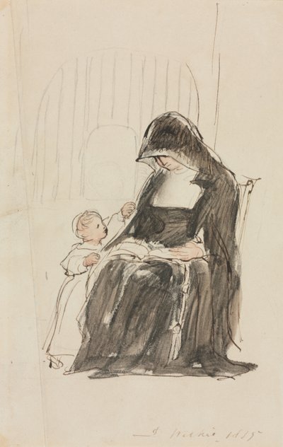 Nonne liest einem Kind vor, 1835 von David Wilkie