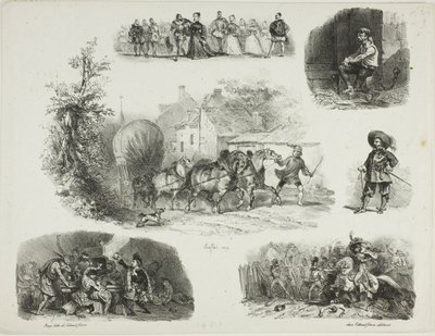Blatt mit Skizzen von Denis Auguste Marie Raffet