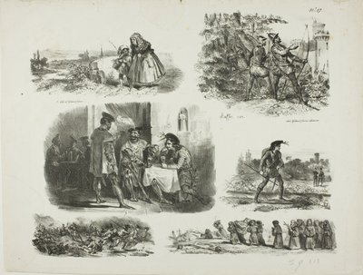 Blatt mit Skizzen von Denis Auguste Marie Raffet