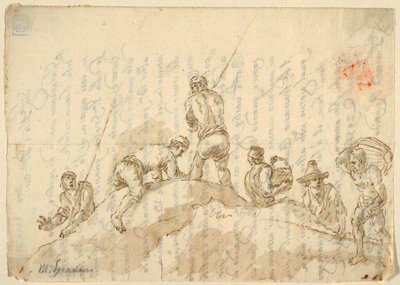Figuren auf einem Hügel von Domenico Gargiulo, called Micco Spadaro