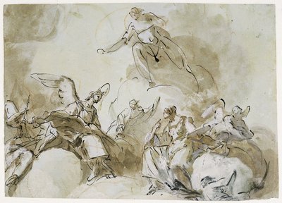 Christus unter Engeln in den Wolken von Domenico Mondo