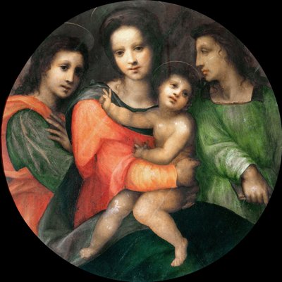 Madonna mit Kind und zwei Engeln von Domenico Puligo