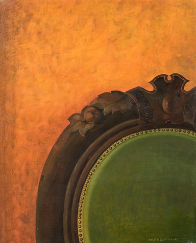 Sessel auf orangefarbenem Hintergrund von Donatella Merlo