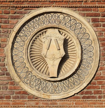 Skulptierte Patera auf der Bramante-Apsis von Donato Bramante