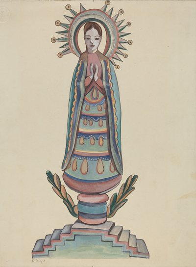 New Mexico, "Bulto", Polychrome Holzfigur von E. Boyd