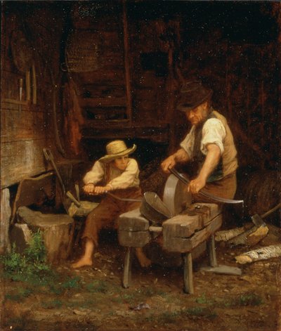 Die Sense schärfen, 1864 von Eastman Johnson