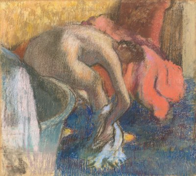 Nach dem Bad, Frau trocknet ihr Bein von Edgar Degas