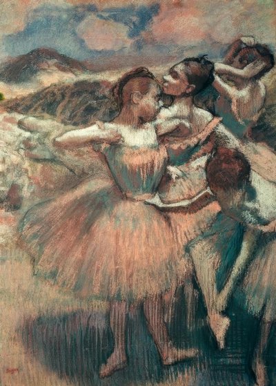 Tänzerinnen, lachsfarbene Röcke von Edgar Degas