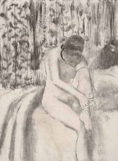 Mädchen zieht ihre Strümpfe an, 1876-77 von Edgar Degas