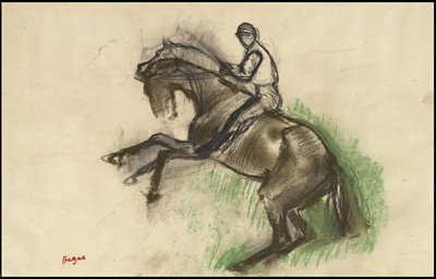 Jockey auf einem steigenden Pferd, 1890er von Edgar Degas