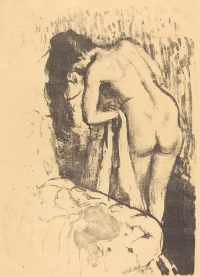 Nackte Frau steht und trocknet sich ab von Edgar Degas