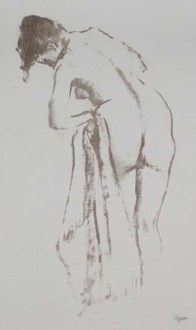 Nackte Frau mit Handtuch, stehend von Edgar Degas