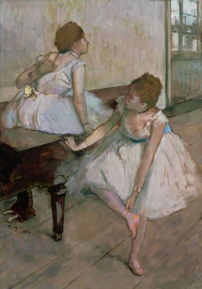 Zwei Tänzerinnen ruhen sich aus, 1874 von Edgar Degas