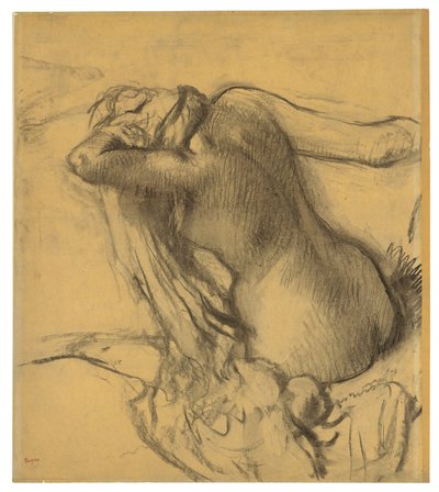 Frau trocknet ihr Haar, ca. 1890-95 von Edgar Degas