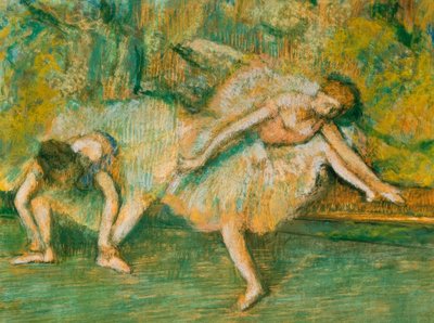 Zwei Tänzerinnen auf einer Bank von Edgar Degas