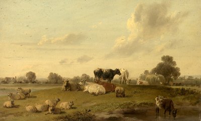 Landschaft mit Rindern und Schafen von Edmund Bristow