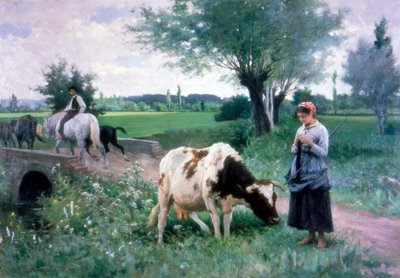 Die gut bewachte Kuh, 1890 von Edouard Bernard Debat Ponsan