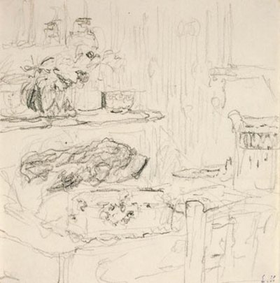Interieur mit quadratischem Tisch von Edouard Vuillard