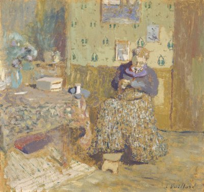 Madame Vuillard beim Nähen, 1920 von Edouard Vuillard
