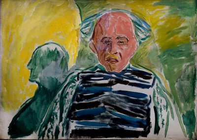 Selbstporträt mit gestreiftem Pullover von Edvard Munch