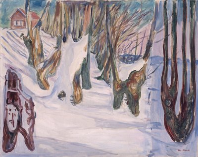 Winterlandschaft mit Haus von Edvard Munch